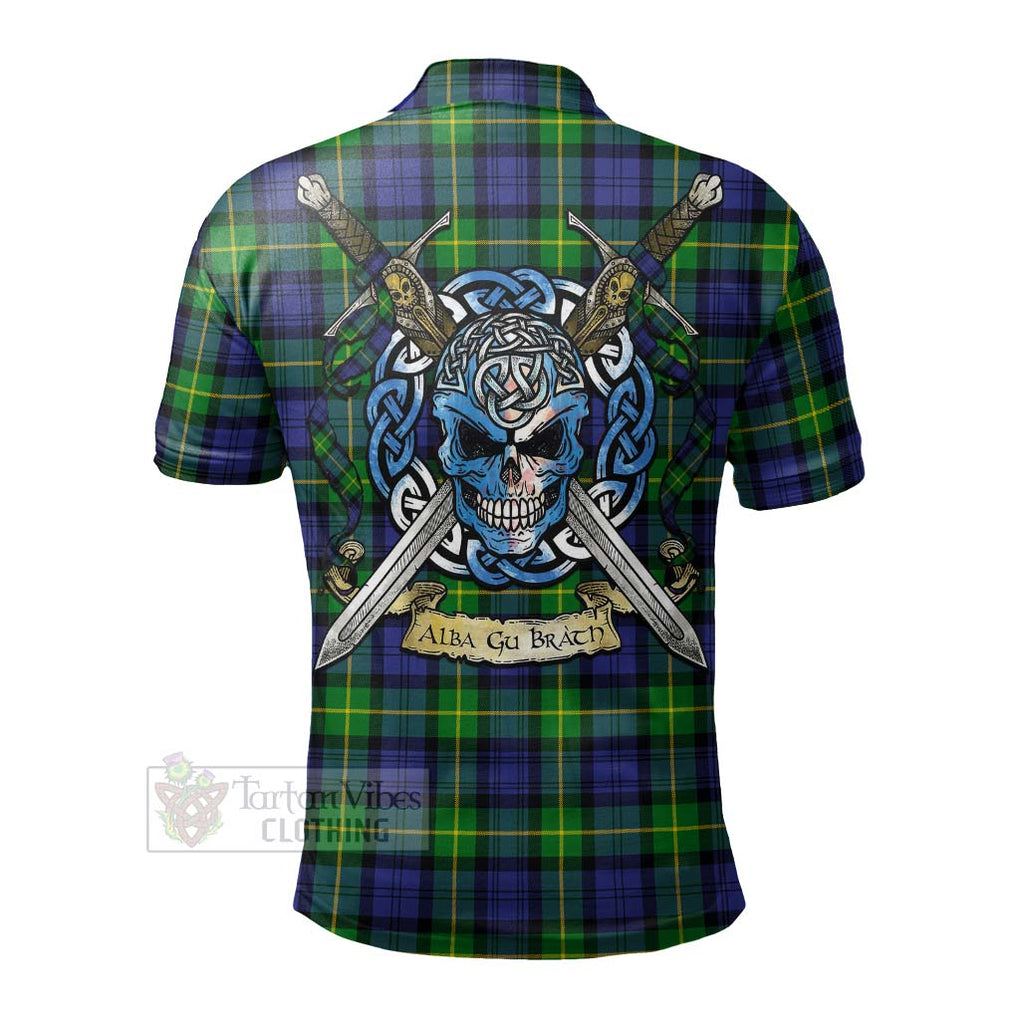 Meldrum Tartan Polo Shirt with Family Crest Celtic Skull Style - Tartan Vibes Clothing