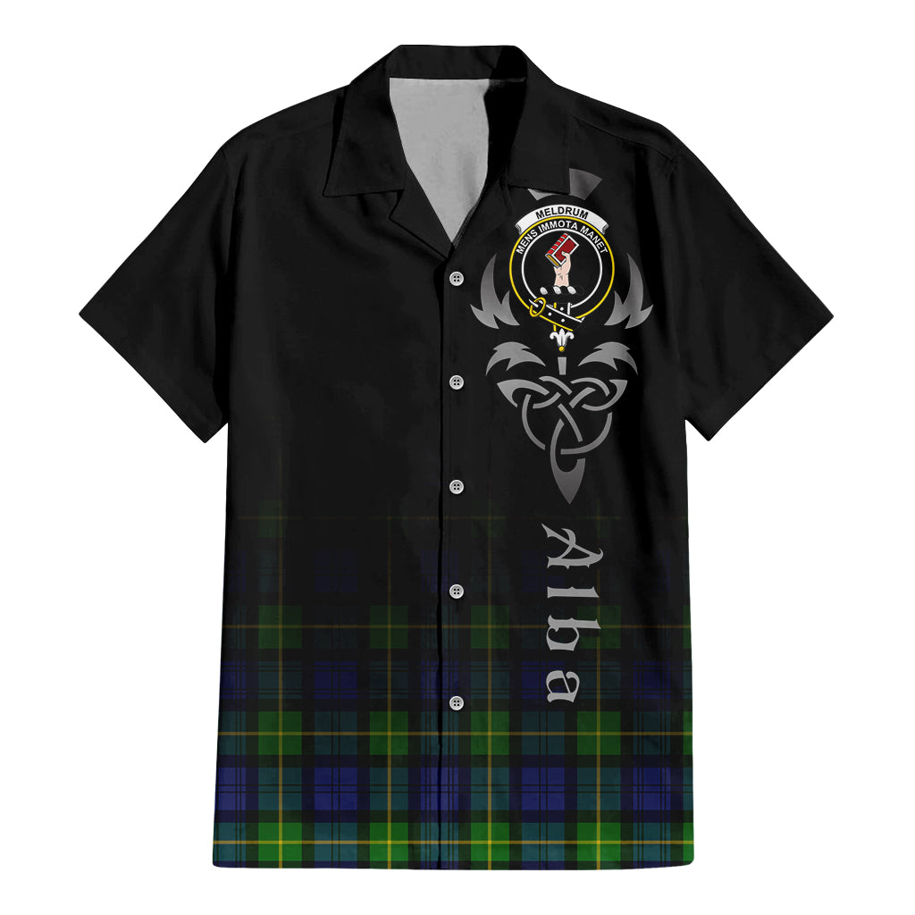 Meldrum Tartan Hawaiian Shirt Shirt Featuring Alba Gu Brath Family Crest Celtic Inspired - Tartan Vibes Clothing