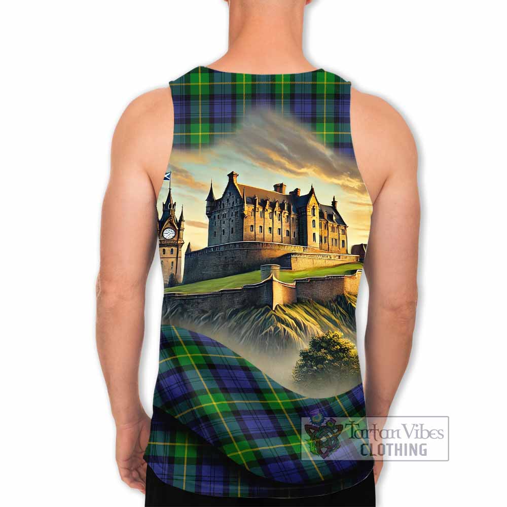 Meldrum Tartan Family Crest Men's Tank Top with Scottish Ancient Castle Style - Tartan Vibes Clothing