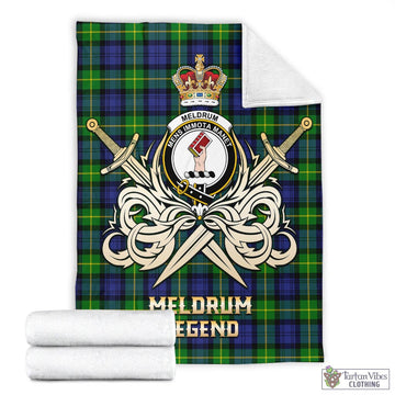 Meldrum Tartan Blanket with Clan Crest and the Golden Sword of Courageous Legacy