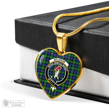 Meldrum Tartan Heart Necklace with Family Crest - Tartan Vibes Clothing