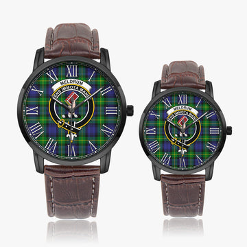 Meldrum Tartan Family Crest Leather Strap Quartz Watch - Tartan Vibes Clothing