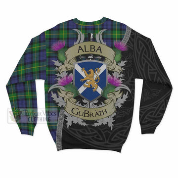 Meldrum Tartan Family Crest Sweatshirt Lion Rampant Royal Thistle Shield Celtic Inspired - Tartan Vibes Clothing