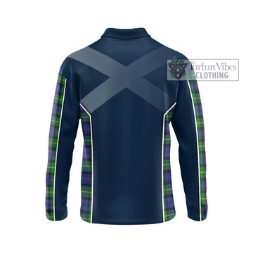 Meldrum Tartan Long Sleeve Polo Shirt with Family Crest and Lion Rampant Vibes Sport Style - Tartan Vibes Clothing