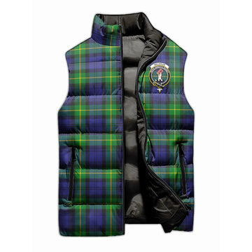 Meldrum Tartan Sleeveless Puffer Jacket with Family Crest - Tartan Vibes Clothing