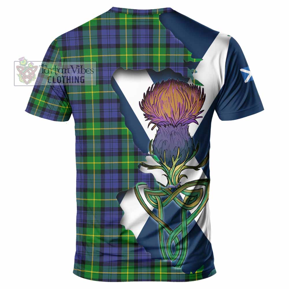 Meldrum Tartan Family Crest T-Shirt Scottish Thistle Celtic Inspired - Tartan Vibes Clothing