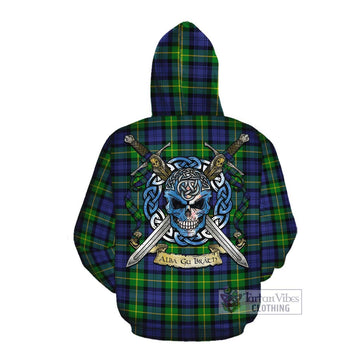 Meldrum Tartan Cotton Hoodie with Family Crest Celtic Skull Style Pullover Hoodie - Tartan Vibes Clothing