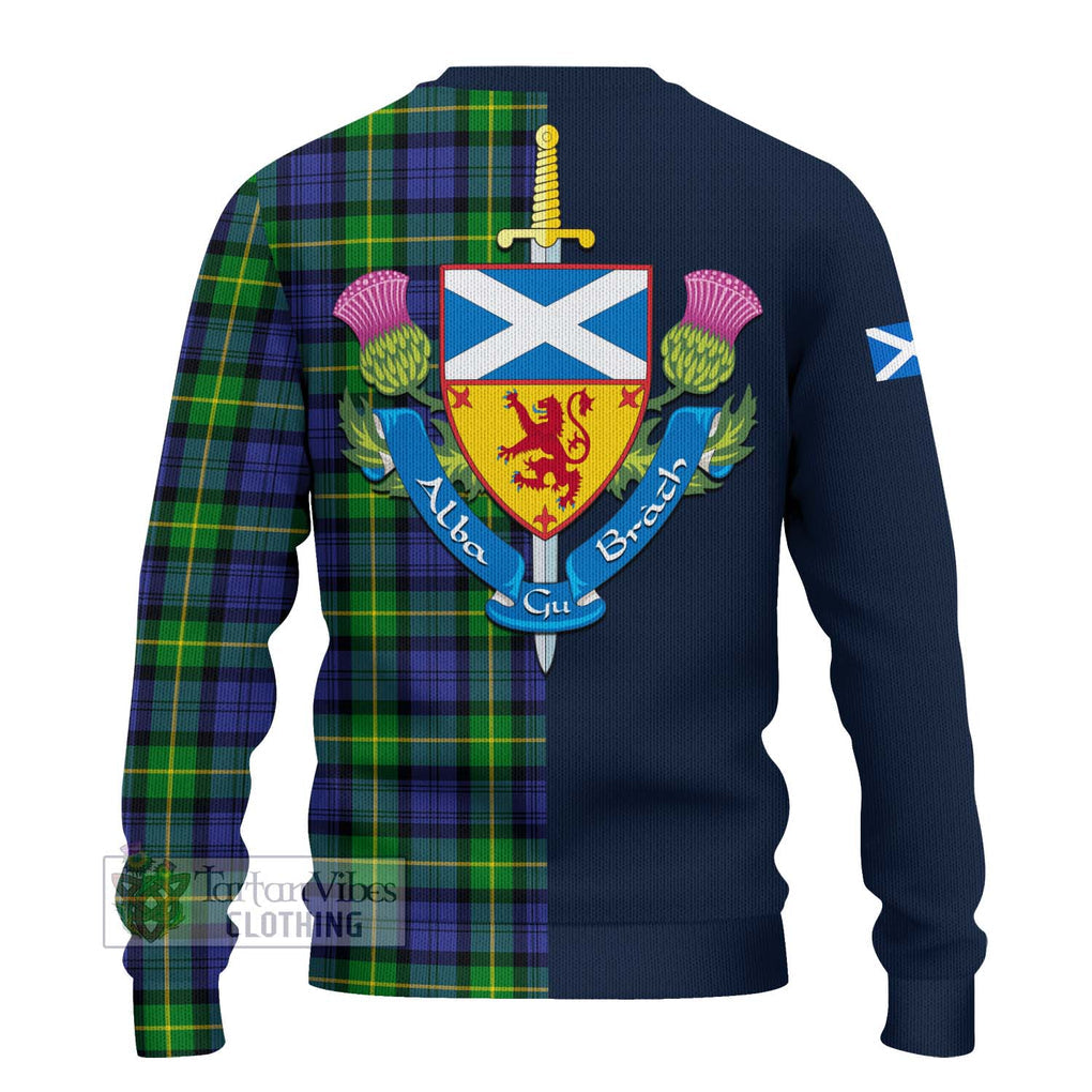 Meldrum Tartan Ugly Sweater Alba with Scottish Lion Royal Arm Half Style - Tartan Vibes Clothing