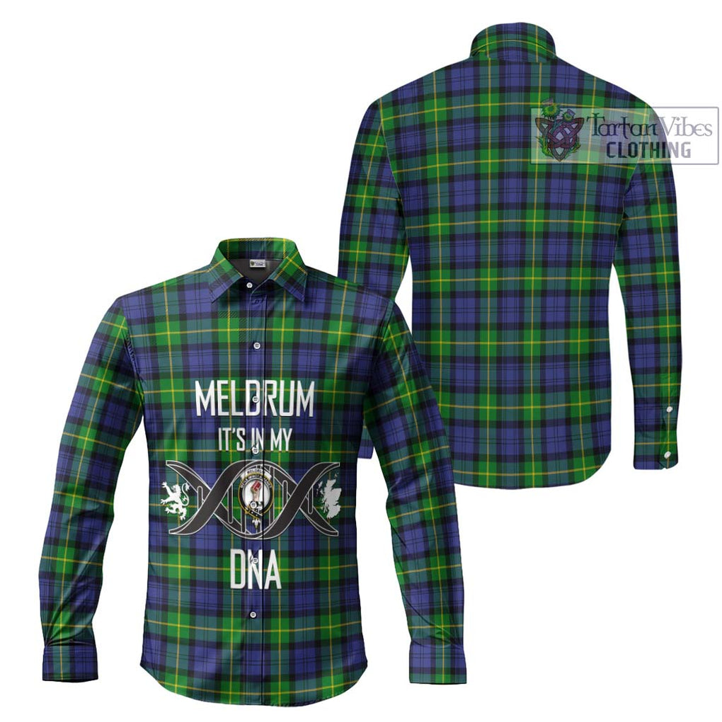 Meldrum Tartan Long Sleeve Button Shirt with Family Crest DNA In Me Style Men's Shirt - Tartanvibesclothing Shop