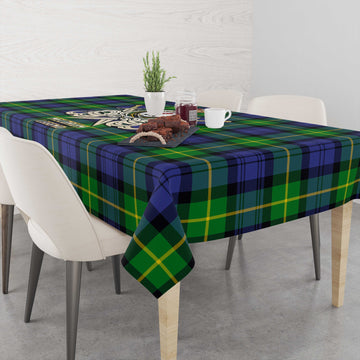 Meldrum Tartan Tablecloth with Clan Crest and the Golden Sword of Courageous Legacy