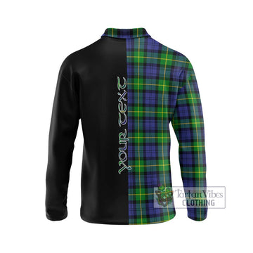 Meldrum Tartan Long Sleeve Polo Shirt with Family Crest and Half Of Me Style - Tartan Vibes Clothing
