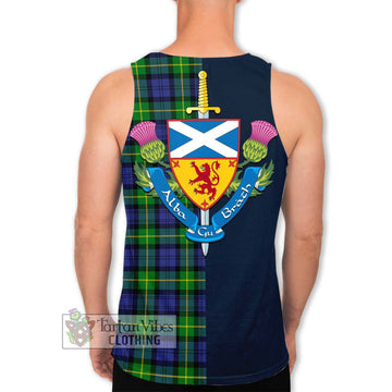 Meldrum Tartan Men's Tank Top Alba with Scottish Lion Royal Arm Half Style - Tartan Vibes Clothing
