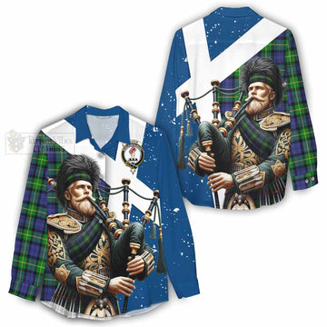 Meldrum Tartan Women's Casual Shirt with Family Crest Scottish Bagpiper Vibes - Tartan Vibes Clothing