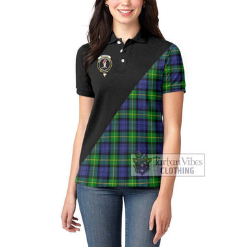 Meldrum Tartan Women's Polo Shirt with Family Crest and Military Logo Style - Tartan Vibes Clothing