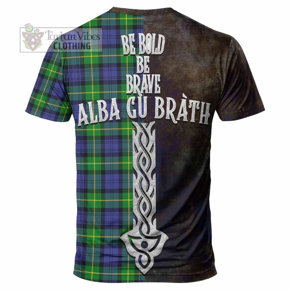 Meldrum Tartan Family Crest T-Shirt Alba Gu Brath Be Brave Lion Ancient Style - Tartan Vibes Clothing