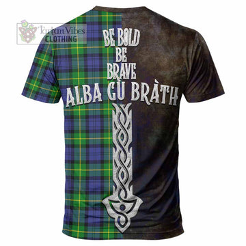 Meldrum Tartan Family Crest T-Shirt Alba Gu Brath Be Brave Lion Ancient Style - Tartan Vibes Clothing
