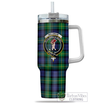 Meldrum Tartan Tumbler with Handle with Family Crest - Tartan Vibes Clothing