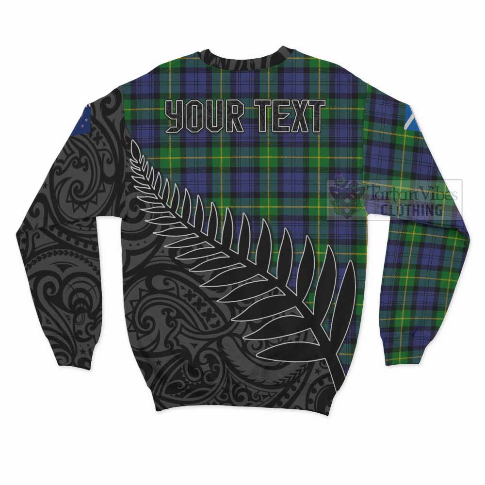 Meldrum Crest Tartan Sweatshirt with New Zealand Silver Fern Half Style - Tartan Vibes Clothing