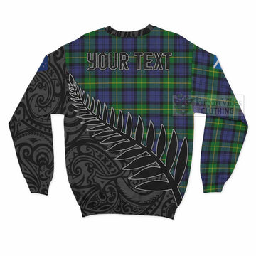Meldrum Crest Tartan Sweatshirt with New Zealand Silver Fern Half Style - Tartan Vibes Clothing