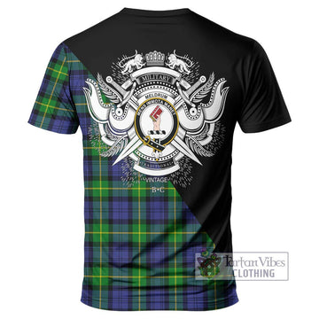 Meldrum Tartan T-Shirt with Family Crest and Military Logo Style - Tartan Vibes Clothing