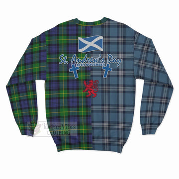 Meldrum Tartan Sweatshirt Happy St. Andrew's Day Half Tartan Style - Tartan Vibes Clothing