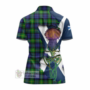 Meldrum Tartan Family Crest Women's Polo Shirt Scottish Thistle Celtic Inspired - Tartan Vibes Clothing