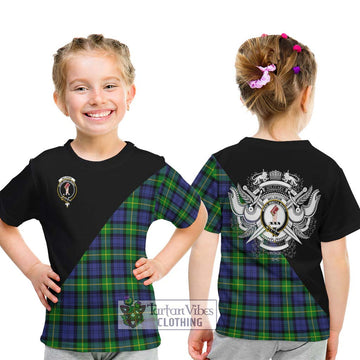 Meldrum Tartan Kid T-Shirt with Family Crest and Military Logo Style - Tartan Vibes Clothing