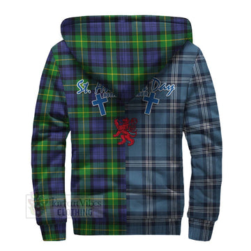 Meldrum Tartan Sherpa Hoodie Happy St. Andrew's Day Half Tartan Style - Tartan Vibes Clothing