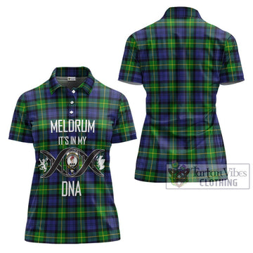 Meldrum Tartan Women's Polo Shirt with Family Crest DNA In Me Style - Tartan Vibes Clothing