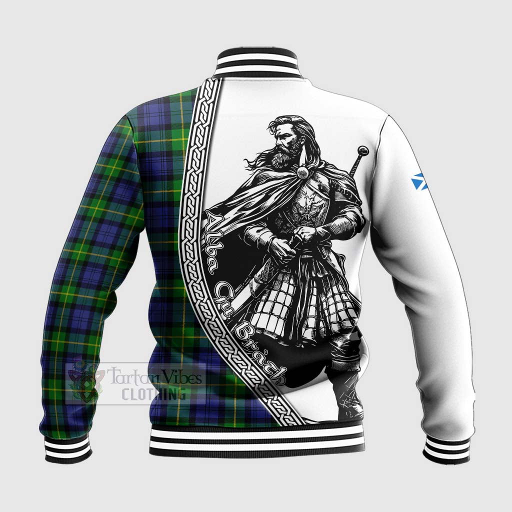 Meldrum Tartan Clan Crest Baseball Jacket with Highlander Warrior Celtic Style - Tartan Vibes Clothing