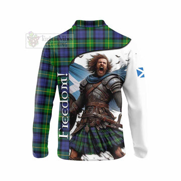 Tartan Vibes Clothing Meldrum Crest Tartan Long Sleeve Polo Shirt Inspired by the Freedom of Scottish Warrior