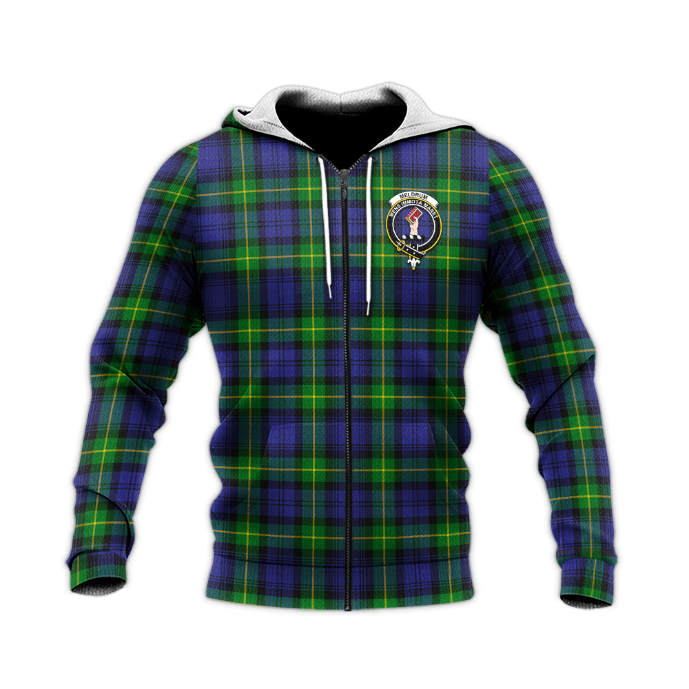 Meldrum Tartan Knitted Hoodie with Family Crest Unisex Knitted Zip Hoodie - Tartan Vibes Clothing