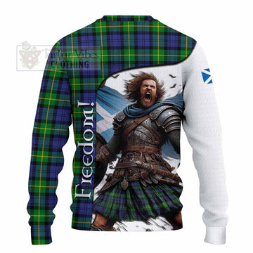 Tartan Vibes Clothing Meldrum Crest Tartan Knitted Sweater Inspired by the Freedom of Scottish Warrior