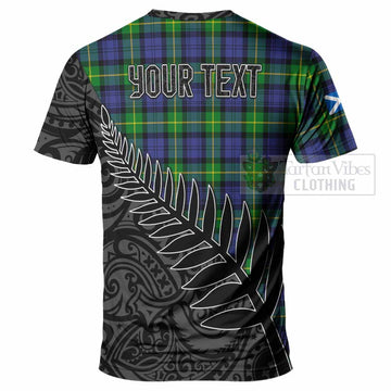 Meldrum Crest Tartan T-Shirt with New Zealand Silver Fern Half Style - Tartan Vibes Clothing