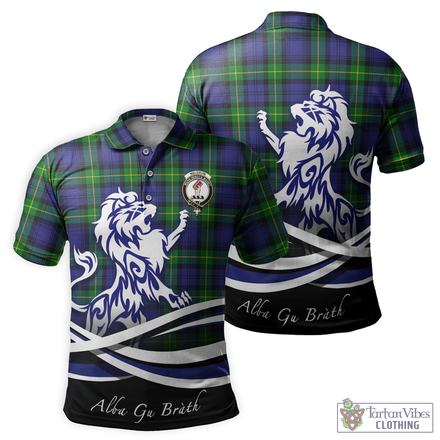 Meldrum Tartan Polo Shirt with Alba Gu Brath Regal Lion Emblem - Tartan Vibes Clothing
