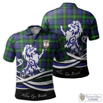 Meldrum Tartan Polo Shirt with Alba Gu Brath Regal Lion Emblem