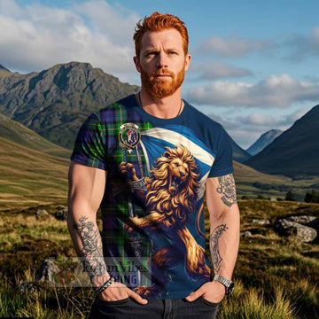 Meldrum Tartan Family Crest T-Shirt with Scottish Majestic Lion - Tartan Vibes Clothing
