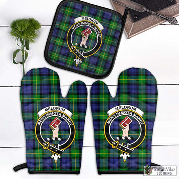 Meldrum Tartan Combo Oven Mitt & Pot-Holder with Family Crest - Tartan Vibes Clothing