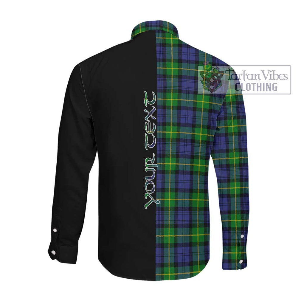 Meldrum Tartan Long Sleeve Button Shirt with Family Crest and Half Of Me Style Men's Shirt - Tartanvibesclothing Shop