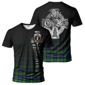 Meldrum Tartan T-Shirt Featuring Alba Gu Brath Family Crest Celtic Inspired - Tartan Vibes Clothing