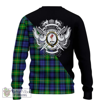 Meldrum Tartan Ugly Sweater with Family Crest and Military Logo Style - Tartan Vibes Clothing