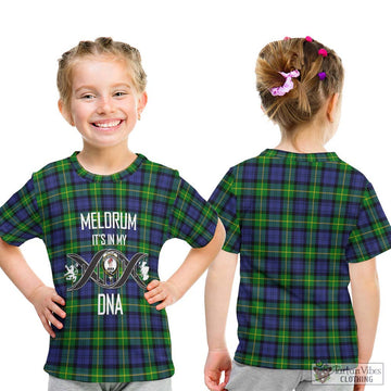 Meldrum Tartan Kid T-Shirt with Family Crest DNA In Me Style - Tartan Vibes Clothing