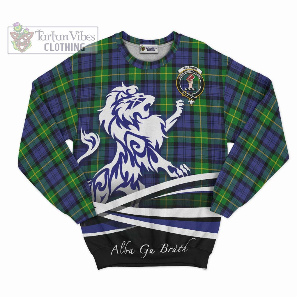 Meldrum Tartan Sweatshirt with Alba Gu Brath Regal Lion Emblem - Tartan Vibes Clothing