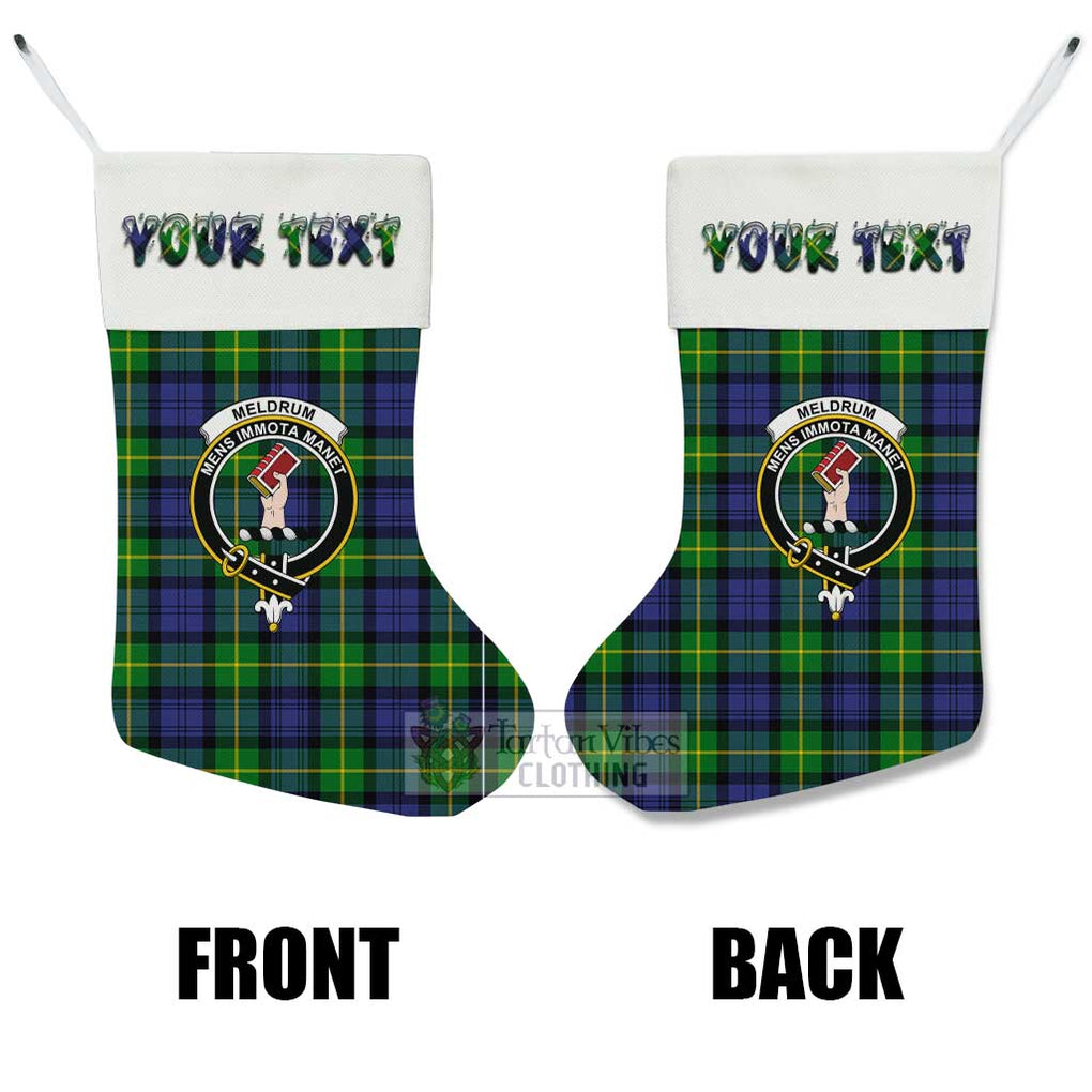Meldrum Tartan Family Crest Christmas Stocking with Personalized Text - Tartan Vibes Clothing