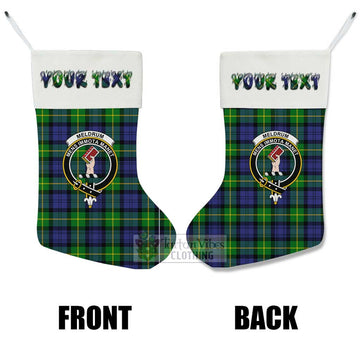 Meldrum Tartan Family Crest Christmas Stocking with Personalized Text - Tartan Vibes Clothing