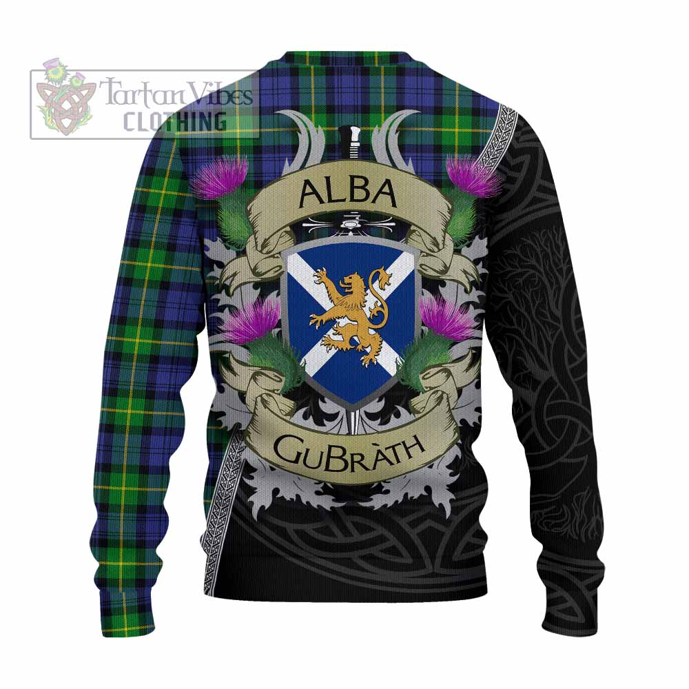 Meldrum Tartan Family Crest Knitted Sweater Lion Rampant Royal Thistle Shield Celtic Inspired - Tartan Vibes Clothing