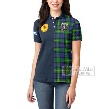 Meldrum Tartan Women's Polo Shirt Alba with Scottish Lion Royal Arm Half Style - Tartan Vibes Clothing
