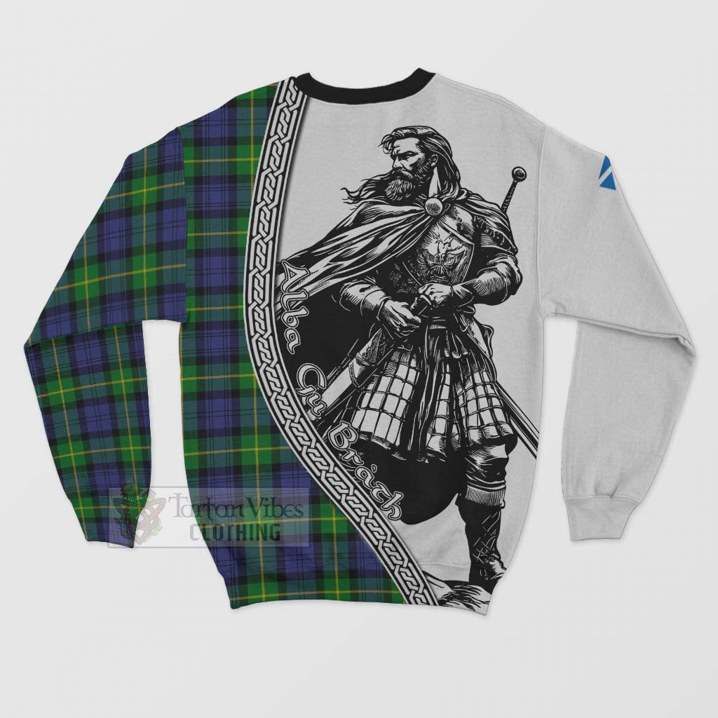 Meldrum Tartan Clan Crest Sweatshirt with Highlander Warrior Celtic Style - Tartan Vibes Clothing