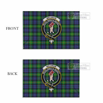 Tartan Vibes Clothing Meldrum Tartan House Flag with Family Crest
