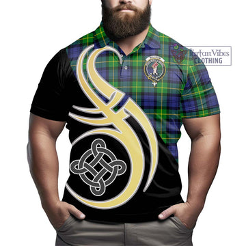 Meldrum Tartan Polo Shirt with Family Crest and Celtic Symbol Style - Tartan Vibes Clothing